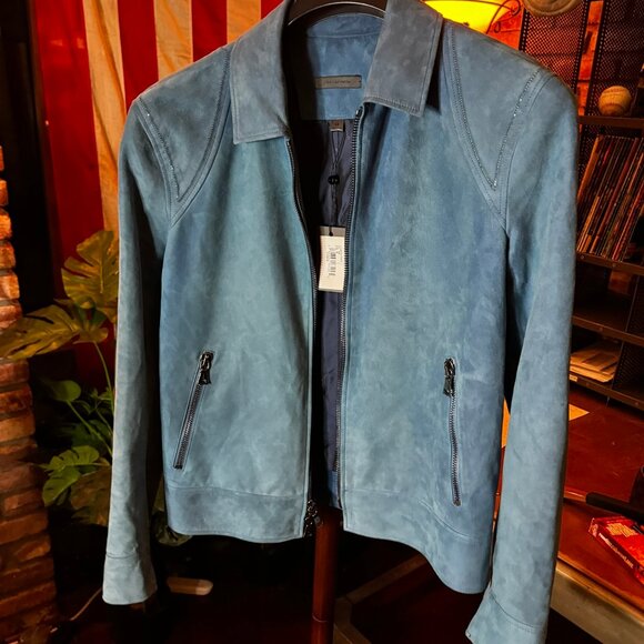 $2498 JOHN VARVATOS Blue Steel ROCKAWAY Suede Jacket sz 48 - Picture 8 of 16
